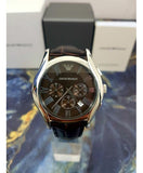 Emporio Armani Valente Chronograph Brown Dial Brown Leather Strap Watch For Men - AR0671 Authentic Buy Shop Now