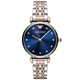 Emporio Armani Gianni T Bar Crystal Blue Dial Two Tone Steel Strap Watch For Women - AR11092 Authentic Buy Shop Now
