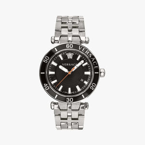 Versace Greca Sport Quartz Black Dial Silver Steel Strap Watch For Men - VEZ300321 Authentic Buy Shop Now