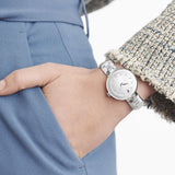 Movado Sapphire Diamonds Silver Dial Silver Steel Strap Watch For Women - 606814 Authentic Buy Shop Now