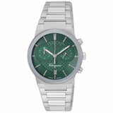 Salvatore Ferragamo Sapphire Chrono Green Dial Silver Steel Strap Watch for Men - SFME00421 Authentic Buy Shop Now