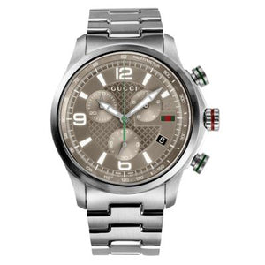 Gucci G Timeless Chronograph Grey Dial Silver Steel Strap Watch For Men - YA126238 Authentic Buy Shop Now
