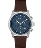 Hugo Boss Attitude Blue Dial Brown Leather Strap Watch for Men - 1513606 Authentic Buy Shop Now