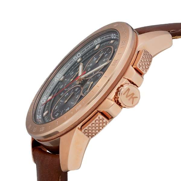 Michael Kors Ryker Analog Gray Dial Brown Leather Strap Watch For Men - MK8519 Authentic Buy Shop Now