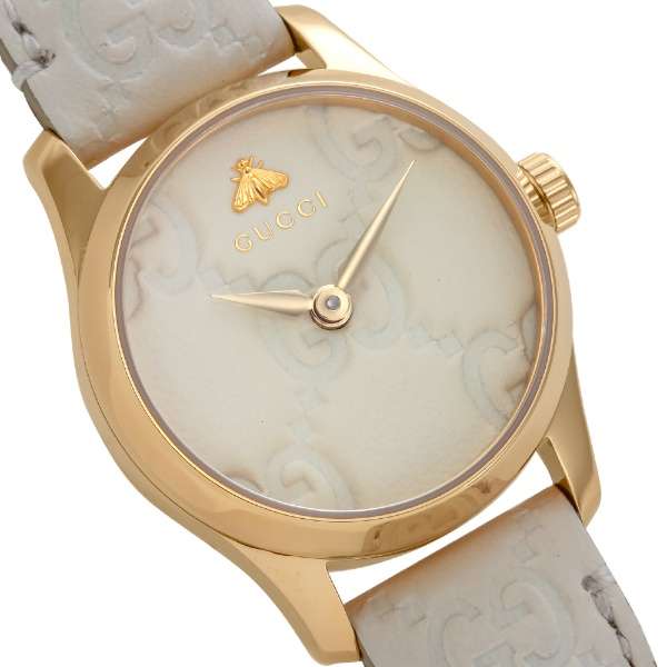 Gucci G Timeless Quartz White Dial White Leather Strap Watch For Women - YA126580A Authentic Buy Shop Now