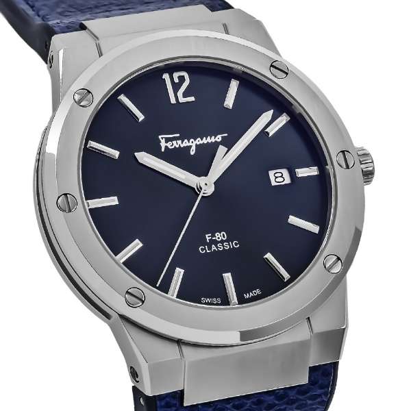 Salvatore Ferragamo F-80 Classic Blue Dial Blue Leather Strap Watch for Men - SFDT00719 Authentic Buy Shop Now