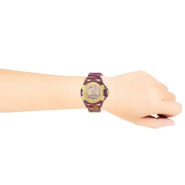 Versace Icon Active Chronograph Quartz Gold Dial Red Leather Strap Watch For Men - VEZ701222 Authentic Buy Shop Now
