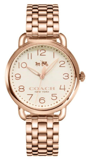 Coach Delancey White Dial Rose Gold Steel Strap Watch for Women - 14502262 Authentic Buy Shop Now