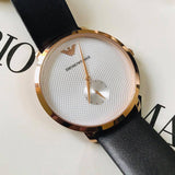 Emporio Armani Modern Slim Analog Silver Dial Brown Leather Strap Watch For Men - AR11163 Authentic Buy Shop Now