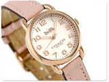 Coach Delancey Cream Dial Blush Pink Leather Strap Watch for Women - 14502750 Authentic Buy Shop Now