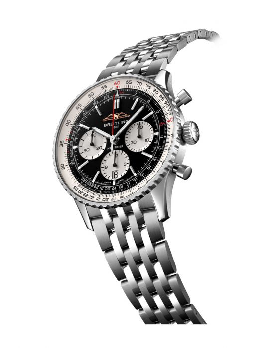 Breitling Navitimer B01 Chronograph 43 Black Dial Silver Steel Strap Watch for Men - AB0138211B1A1 Authentic Buy Shop Now