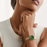 Daniel Wellington Petite Emerald Green Dial Gold Mesh Strap Watch For Women - DW00100480 Authentic Buy Shop Now
