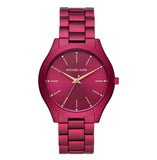 Michael Kors Slim Runway Red Dial Red Steel Strap Watch For Women - MK4505 Authentic Buy Shop Now