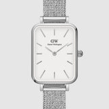Daniel Wellington Quadro Sterling White Dial Silver Mesh Strap Watch For Women - DW00100438 Authentic Buy Shop Now