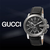 Gucci G Chrono Black Dial Black Leather Strap Watch For Men - YA101205 Authentic Buy Shop Now