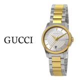 Gucci G Timeless Silver Dial Two Tone Steel Strap Watch For Women - YA126563 Authentic Buy Shop Now