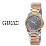 Gucci G Timeless Grey Dial Two Tone Steel Strap Watch For Women - YA126527 Authentic Buy Shop Now