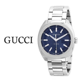 Gucci GG2570 Quartz Blue Dial Silver Steel Strap Watch For Men - YA142303 Authentic Buy Shop Now
