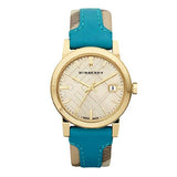 Burberry The City Gold Dial Blue Leather Strap Watch for Women - BU9018 Authentic Buy Shop Now
