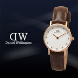 Daniel Wellington Classy Bristol White Dial Brown Leather Strap Watch For Women - DW00100062 Authentic Buy Shop Now