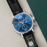 IWC Portofino Chronograph Blue Dial Black Leather Strap Watch for Men - IW391036 Authentic Buy Shop Now
