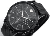 Emporio Armani Renato Chronograph Black Dial Black Mesh Bracelet Watch For Men - AR2498 Authentic Buy Shop Now