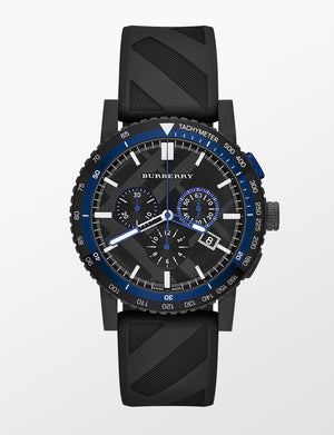 Burberry The City Chronograph Black Dial Black Rubber Strap Watch For Men - BU9806 Authentic Buy Shop Now