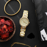 Michael Kors Gabbi Crystals Gold Dial Gold Steel Strap Watch For Women - MK3985 Authentic Buy Shop Now