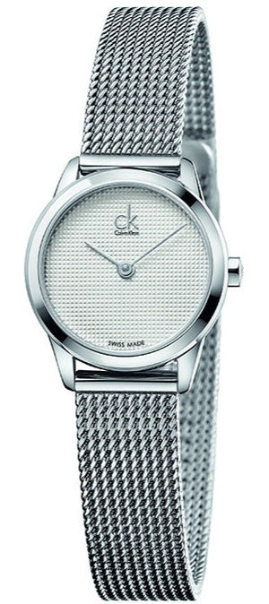 Calvin Klein Minimal White Dial Silver Mesh Bracelet Watch for Women - K3M2312Y Authentic Buy Shop Now