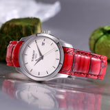 Tissot Couturier White Dial Red Leather Watch For Women - T035.210.16.011.01 Authentic Buy Shop Now
