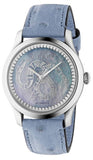 Gucci G Timeless Automatic Mother of Pearl Dial Blue Leather Strap Watch For Women - YA1264113 Authentic Buy Shop Now