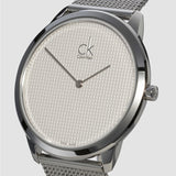 Calvin Klein Minimal White Dial Silver Mesh Bracelet Watch for Men - K3M2112Y Authentic Buy Shop Now