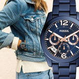 Fossil Riley Quartz Blue Dial Blue Steel Strap Watch for Women - ES4294 Authentic Buy Shop Now