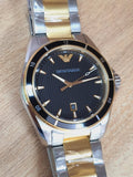 Emporio Armani Quartz Black Dial Two Tone Steel Strap Watch For Men - AR80017 Authentic Buy Shop Now