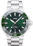 Oris Aquis Date Green Dial Silver Steel Strap Watch for Men - 0173377304157-0782405PEB Authentic Buy Shop Now