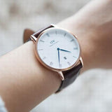Daniel Wellington Dapper St Mawes White Dial Brown Leather Strap Watch For Women - DW00100091 Authentic Buy Shop Now