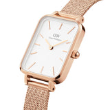 Daniel Wellington Quadro Melrose White Dial Gold Mesh Strap Watch For Women - DW00100431 Authentic Buy Shop Now
