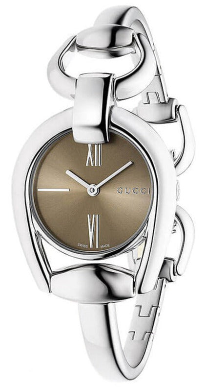 Gucci Horsebit Collection Quartz Brown Dial Silver Steel Strap Watch For Women - YA139501 Authentic Buy Shop Now