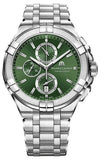 Maurice Lacroix Aikon Chronograph Green Dial Silver Steel Strap Watch For Men - AI1018-SS002-630-1 Authentic Buy Shop Now