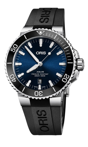 Oris Aquis Date Blue Dial Black Rubber Strap Watch for Men - 0173377304152-0742464EB Authentic Buy Shop Now