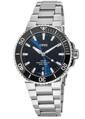 Oris Aquis Date Blue Dial Silver Steel Strap Watch for Men - 0173377304135-0782405PEB Authentic Buy Shop Now