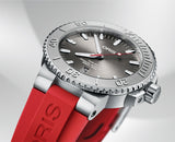 Oris Aquis Date Relief Grey Dial Red Rubber Strap Watch for Men - 0173377304153-0742466EB Authentic Buy Shop Now