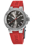 Oris Aquis Date Relief Grey Dial Red Rubber Strap Watch for Men - 0173377304153-0742466EB Authentic Buy Shop Now