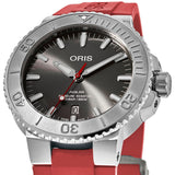 Oris Aquis Date Relief Grey Dial Red Rubber Strap Watch for Men - 0173377304153-0742466EB Authentic Buy Shop Now