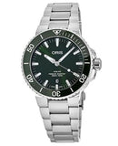 Oris Aquis Date Green Dial Silver Steel Strap Watch for Men - 0173377304157-0782405PEB Authentic Buy Shop Now