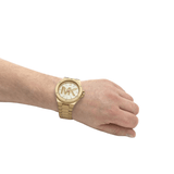 Michael Kors Lennox Three-Hand Quartz Gold Dial Gold Steel Strap Watch For Men - MK8939 Authentic Buy Shop Now