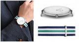 Daniel Wellington Classic Nottingham White Dial Two Tone NATO Strap Watch For Men - 0208DW Authentic Buy Shop Now