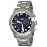 Fossil Pilot 54 Chronograph Navy Blue Dial Silver Steel Strap Watch for Men - FS5203 Authentic Buy Shop Now