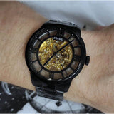 Fossil Townsman Automatic Skeleton Black Dial Black Steel Strap Watch for Men - ME3197 Authentic Buy Shop Now