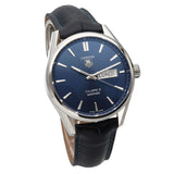 Tag Heuer Carrera Calibre 5 Automatic Blue Dial Blue Leather Strap Watch for Men - WAR201E.FC6292 Authentic Buy Shop Now